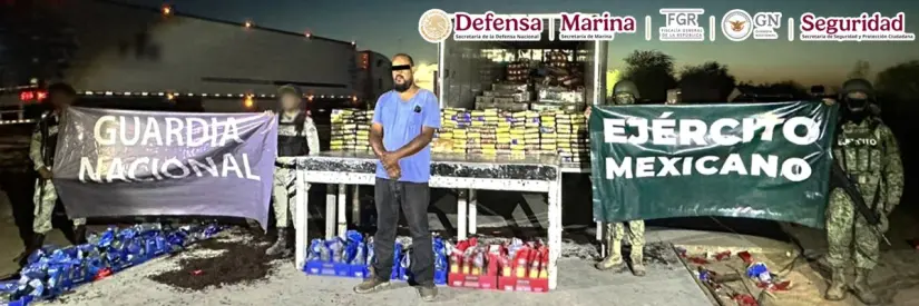 Persona detenida con 2.1 millones de dosis de cocaína en San Luis Río Colorado.