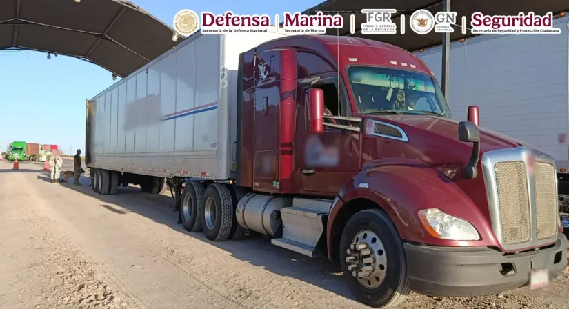 Tráiler donde se transportaba la droga.