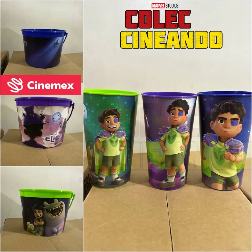 Cubeta palomera y vasos por el estreno de Elio en Cinemex Cubeta palomera y vasos por el estreno de Elio en Cinemex. Foto: Coleccioando