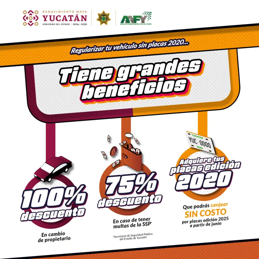 Beneficios del reemplacamiento del 1 de junio en Yucatán. Foto: Gobierno de Yucatán Beneficios del reemplacamiento del 1 de junio en Yucatán. Foto: Gobierno de Yucatán