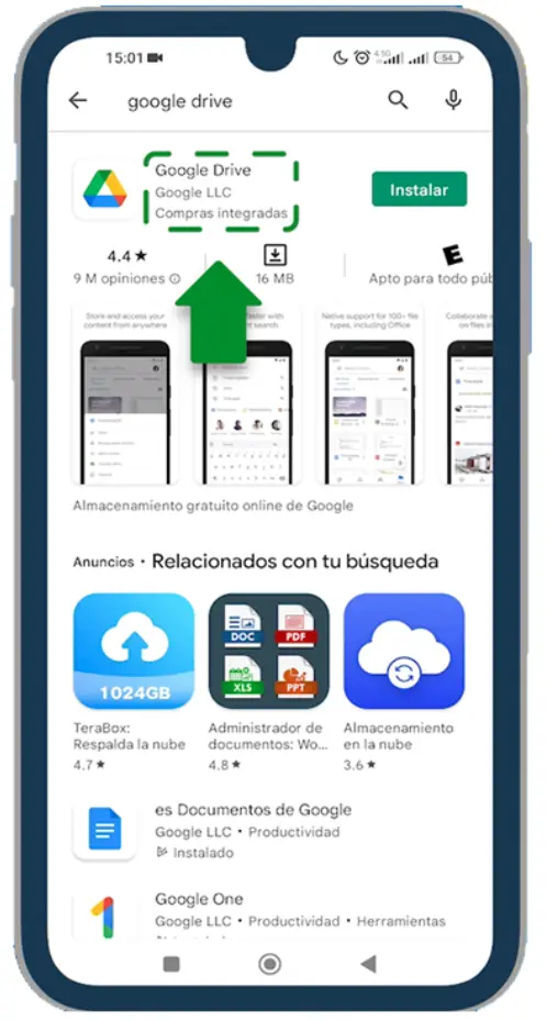 Pasos para comprar almacenamiento en la App Google Drive. Foto: cortesía.