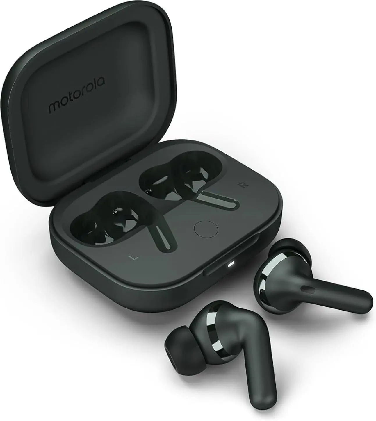 Auriculares Moto Buds+ con diseño compacto y elegante. Foto: Cortesía Auriculares Moto Buds+ con diseño compacto y elegante. Foto: Cortesía