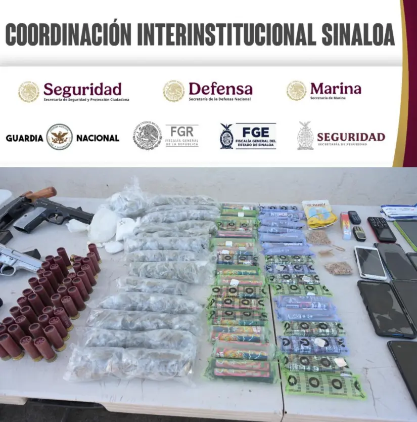 Armas y drogas aseguradas en la segunda revisión en el penal de Aguaruto. Foto: Seguridad Pública Sinaloa Armas y drogas aseguradas en la segunda revisión en el penal de Aguaruto. Foto: Seguridad Pública Sinaloa
