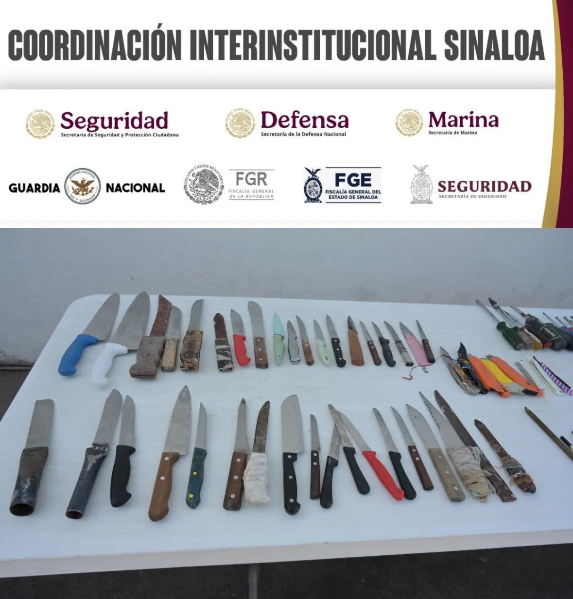 Objetos prohibidos asegurados en la segunda revisión en el penal de Aguaruto. Foto: Seguridad Pública Sinaloa Objetos prohibidos asegurados en la segunda revisión en el penal de Aguaruto. Foto: Seguridad Pública Sinaloa