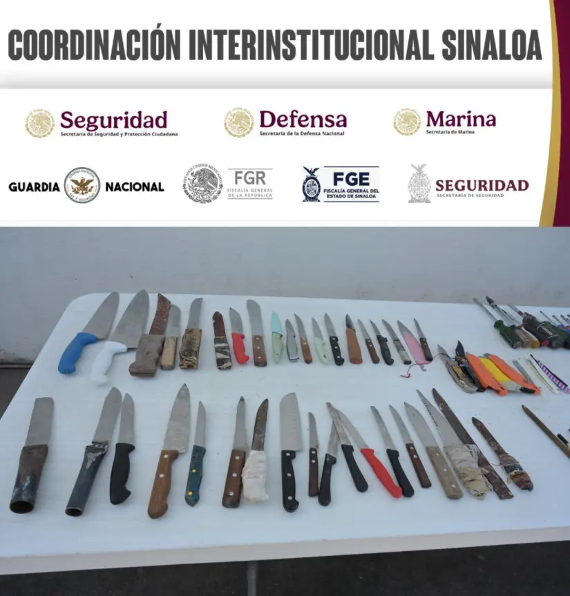 Objetos prohibidos asegurados en la segunda revisión en el penal de Aguaruto. Foto: Seguridad Pública Sinaloa Objetos prohibidos asegurados en la segunda revisión en el penal de Aguaruto. Foto: Seguridad Pública Sinaloa