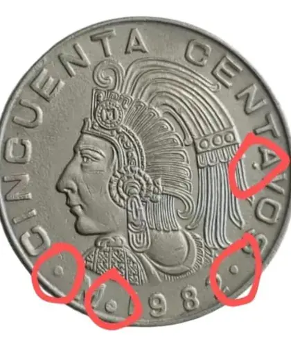 imagen recuadro La moneda cuenta con cuatro puntos marcados con el perfil de Cuauhtémoc y tiene el símbolo de la Casa de La Moneda de México Foto: Mercado libre