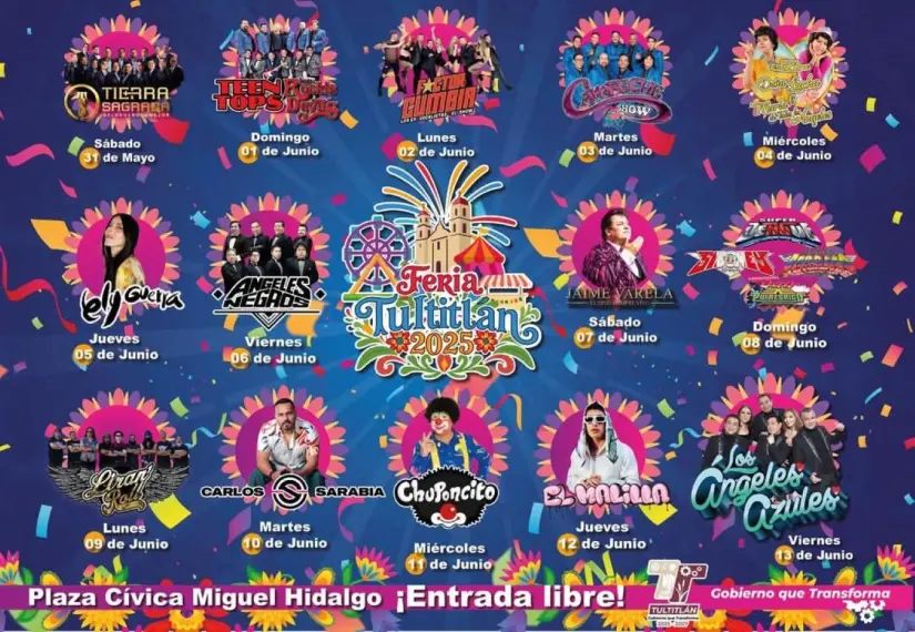 Qué artistas se presentarán en la Feria de Tultitlán 2025 Qué artistas se presentarán en la Feria de Tultitlán 2025. Foto: Cortesía