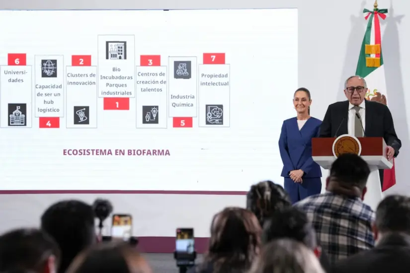 México tendrá un Ecosistema de Biofarma para producir medicamentos Fortalecer la industria farmacéutica nacional forma parte de los objetivos del Plan México. Foto: Presidencia
