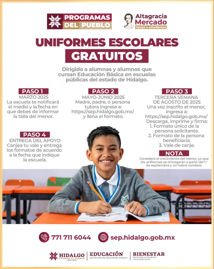 Pasos para inscribirte en el programa de entrega de uniformes, zapatos y útiles escolares en Hidalgo. Foto: cortesía Pasos para inscribirte en el programa de entrega de uniformes, zapatos y útiles escolares en Hidalgo. Foto: cortesía.