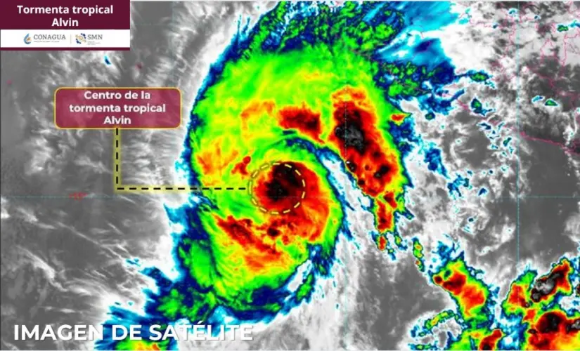 Activan Plan Marina en Los Cabos por la tormenta tropical Alvin Se espera que la tormenta Alvin haga sentir sus efectos en Los Cabos. Imagen: Conagua