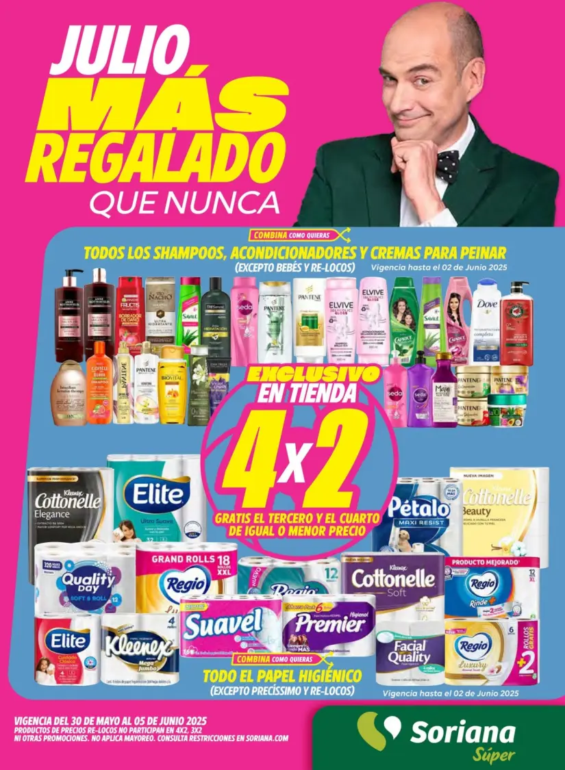 Soriana: ofertas de Julio Regalado en despensa del 30 de mayo al 5 de junio Encuentra productos de higiene y limpieza para el hogar en oferta. Imagen: Soriana