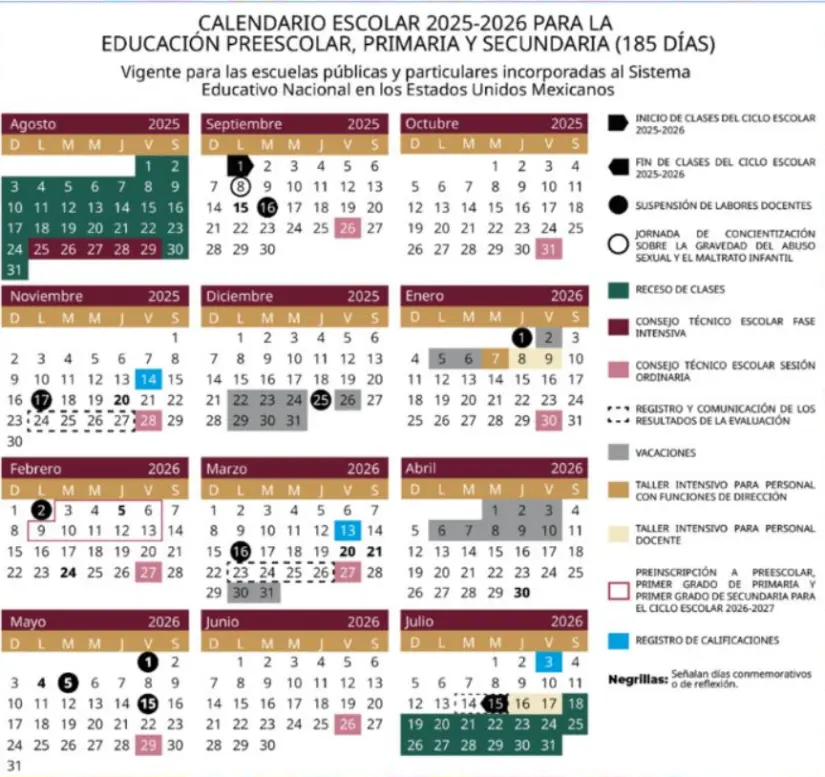 Se filtra el calendario escolar de la SEP del ciclo escolar 2025-2026. Foto: cortesía.