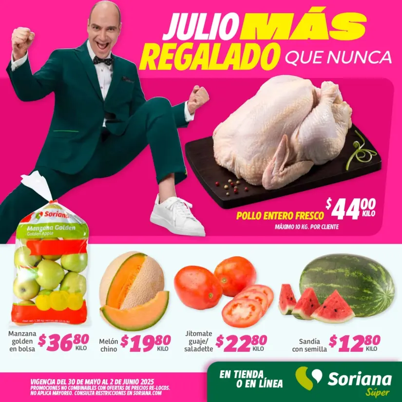Soriana también te consiente con ofertas de Julio Regalado. Imagen: Cortesía