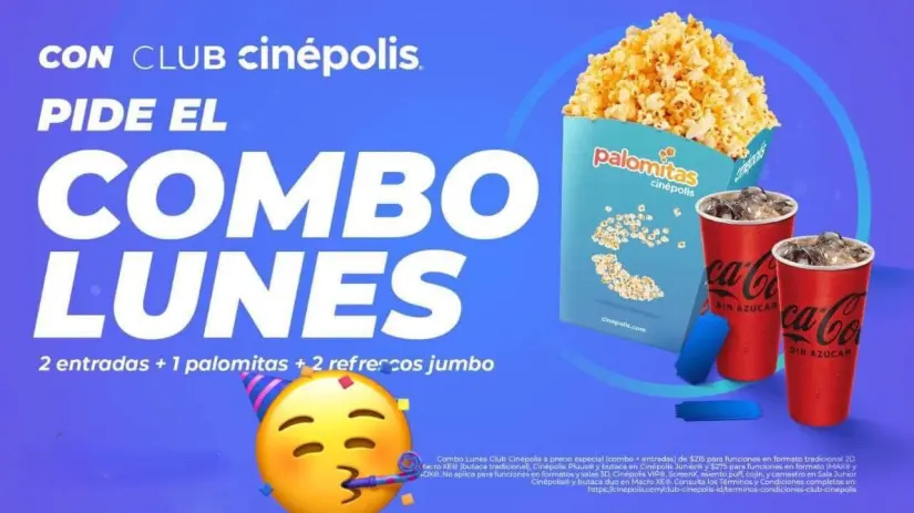 Precio del Combo Lunes en Cinépolis y qué incluye Precio del Combo Lunes en Cinépolis y qué incluye. Foto: Cortesía