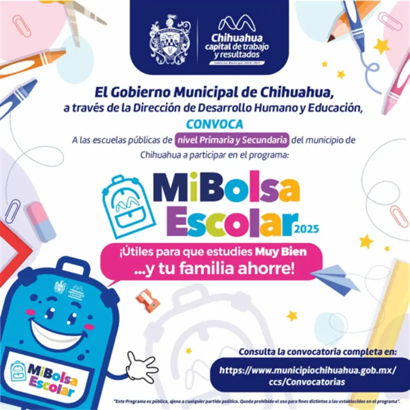 Apoyo para Mi Bolsa escolar Chihuahua 2025. Foto: Cortesía