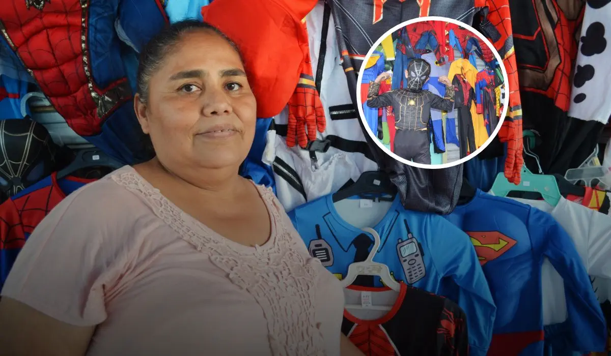 Esperanza llena de sonrisas y fantasía la vida de los niños, usando disfraces que despiertan su imaginación y alegría en la colonia Amistad. Foto: Juan Madrigal