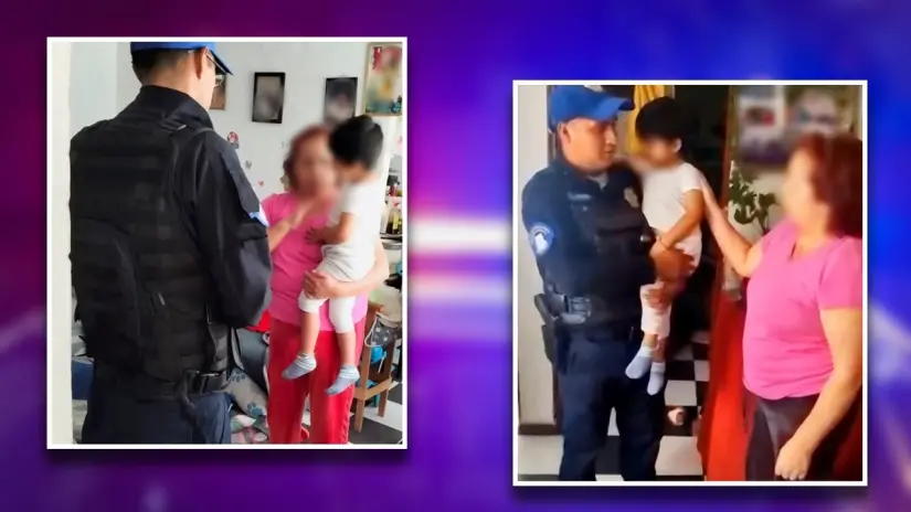 Con la ayuda oportuna de los elementos de seguridad, menor de edad fue puesto a salvo tras atragantarse con un dulce. Foto: Cortesía. Con la ayuda oportuna de los elementos de seguridad, menor de edad fue puesto a salvo tras atragantarse con un dulce. Foto: Cortesía.