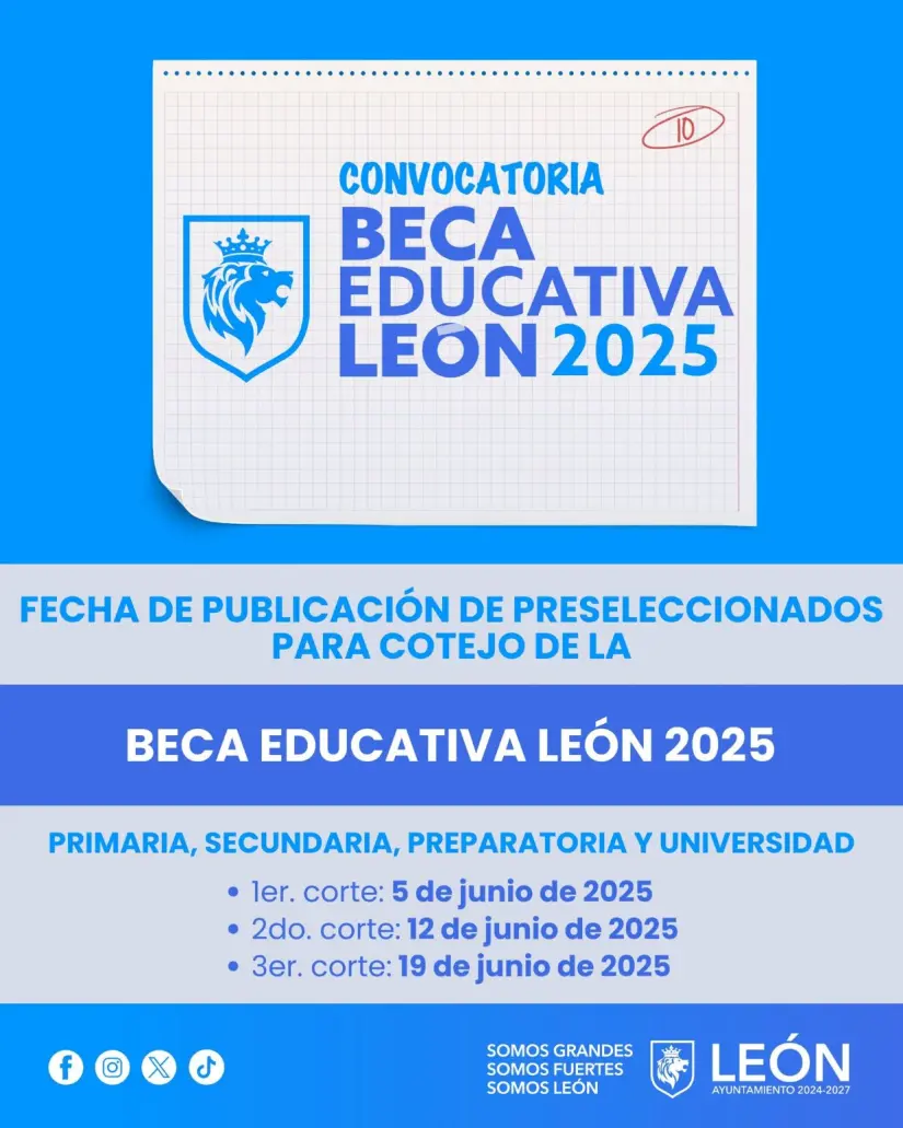 Rondas de publicación de resultados de la Beca Educativa León 2025. Foto: Cortesía Rondas de publicación de resultados de la Beca Educativa León 2025. Foto: Cortesía