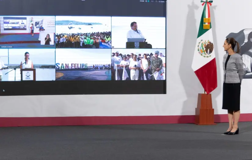 Claudia Sheinbaum inicia Estrategia Nacional de Limpieza de Playas en el Día del Medio Ambiente 2025 Gobernadoras y gobernadores de varios estados se comprometieron a contribuir a la meta. Foto: Presidencia