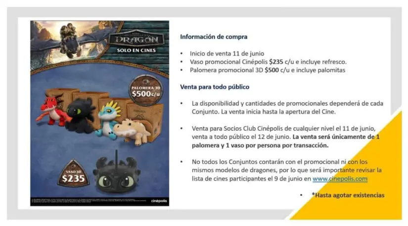 Precios de la palomera y vaso de Cómo entrenar a tu Dragón de Cinépolis. Foto: Coleccionables de Cine y Más Precios de la palomera y vaso de Cómo entrenar a tu Dragón de Cinépolis. Foto: Coleccionables de Cine y Más