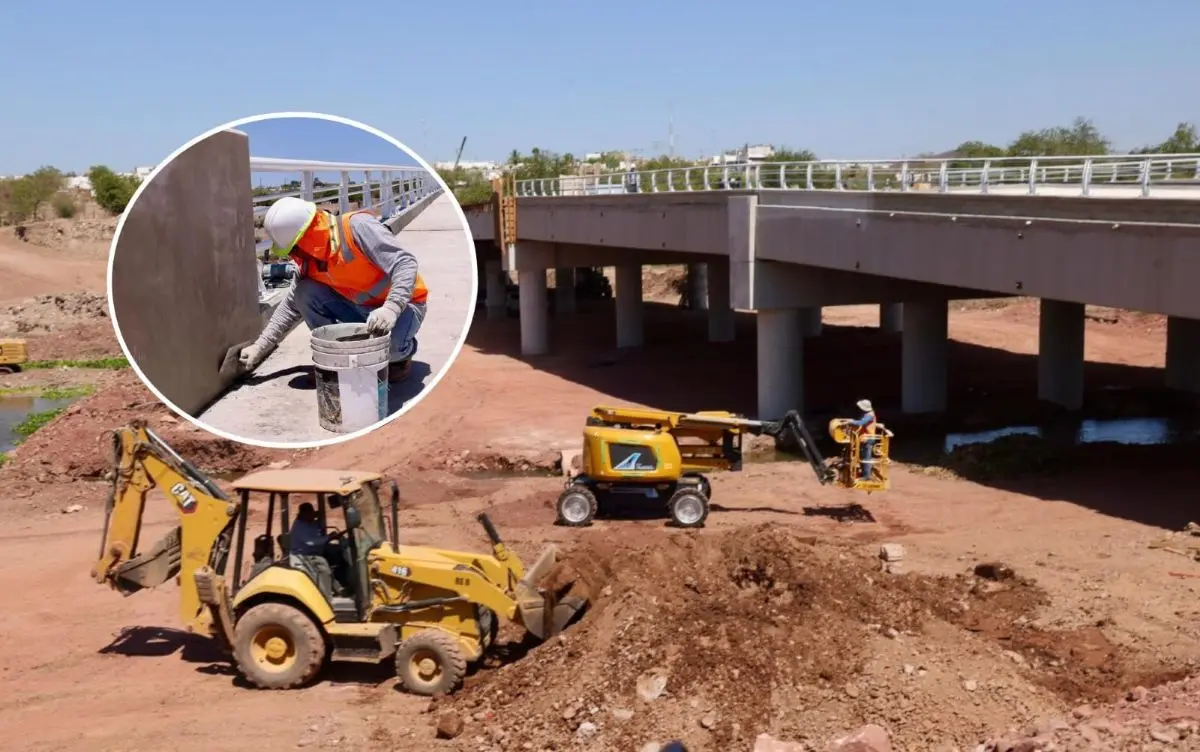 Ya casi está listo el puente Santa Fe, en Culiacán. Foto: Cortesía
