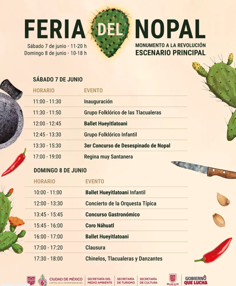 Cronograma de la Feria del Nopal 2025. Foto: Cortesía.