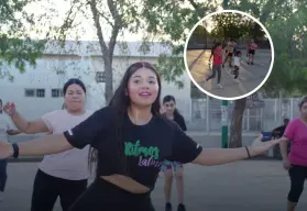 Lilian Estefany y su grupo de chicas "Fanny Fitness" le ponen ritmo y vida al parque de la colonia Toledo Corro en Culiacán