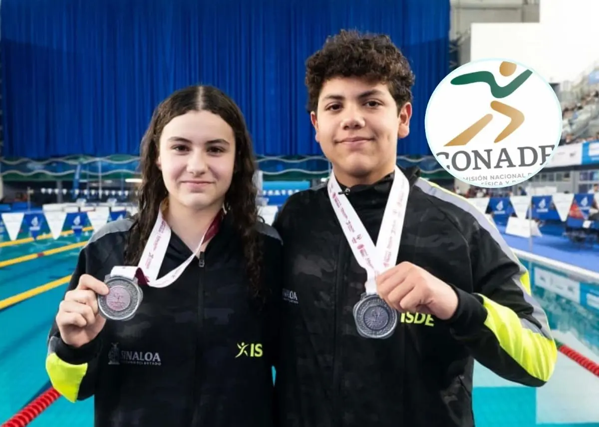 Los sinaloenses, Paloma Luna y Bryan Meza, ganan medalla de plata en la Olimpiada Nacional de Natación