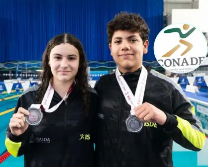 Los sinaloenses, Paloma Luna y Bryan Meza, ganan medalla de plata en la Olimpiada Nacional de Natación