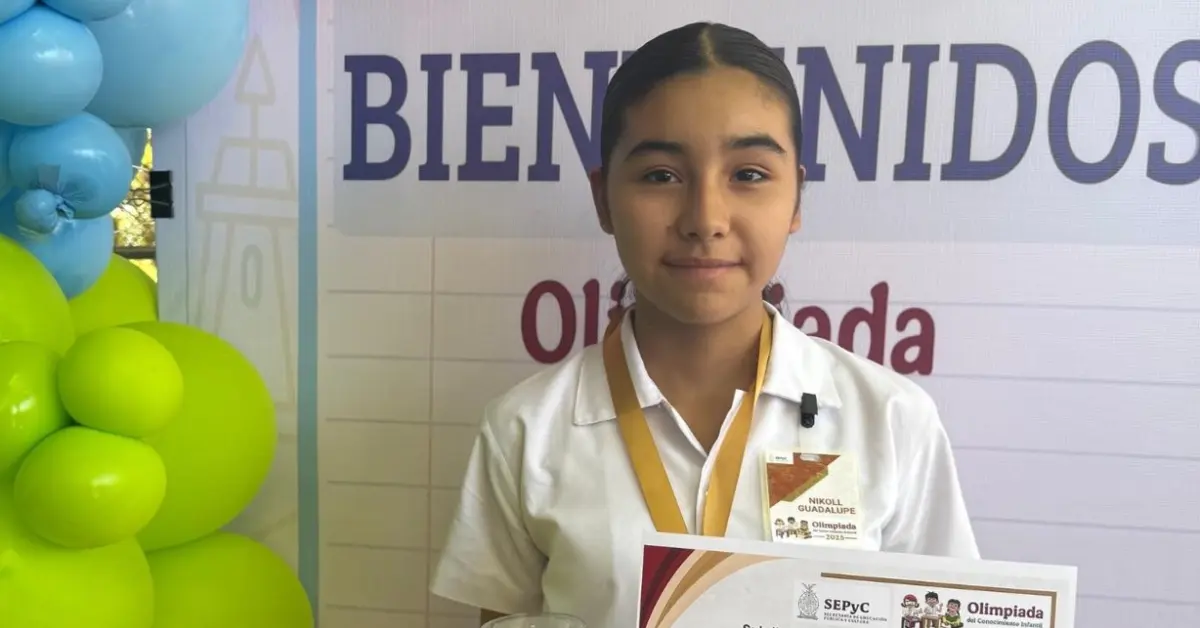 Nikoll, pone en alto el nombre la primaria Renato Vega Amador en Culiacán con su primer lugar en la Olimpiada del Conocimiento