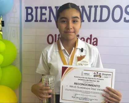 Nikoll, pone en alto el nombre la primaria Renato Vega Amador en Culiacán con su primer lugar en la Olimpiada del Conocimiento
