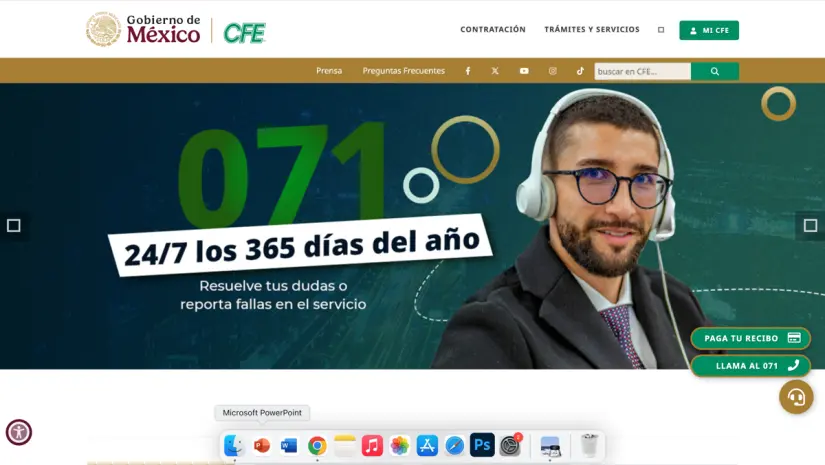 Portal web de la CFE. Foto: captura de pantalla Portal web de la CFE. Foto: Captura de pantalla.