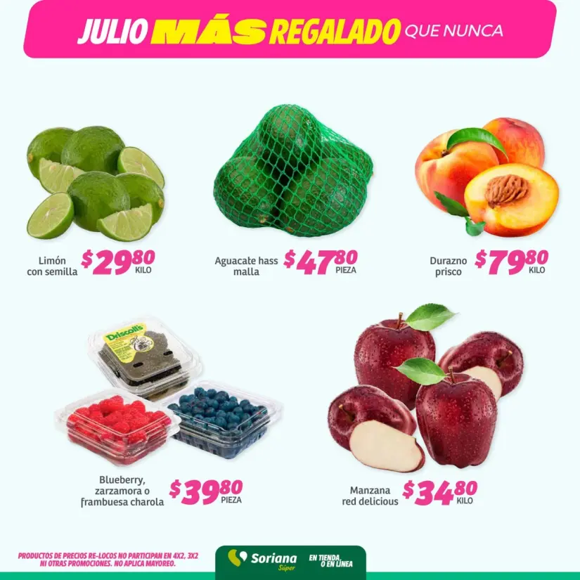 Ofertas de Soriana en despensa: Fin de Semana Hiper Nacional del 6 al 9 de junio Aprovecha las ofertas en frutas y verduras de Fin de Semana Hiper Nacional. Imagen: Soriana