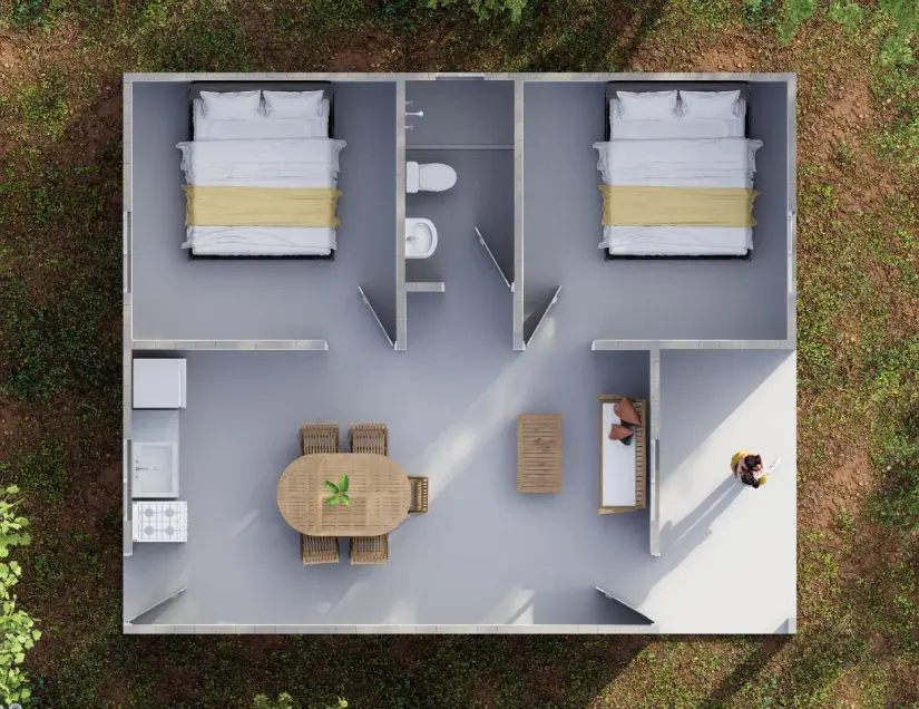 Así es la distribución de las Viviendas para el Bienestar. Foto: Cortesía Así es la distribución de las Viviendas para el Bienestar. Foto: Cortesía