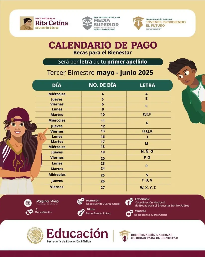imagen recuadro Calendario oficial del programa de Becas Rita Cetina