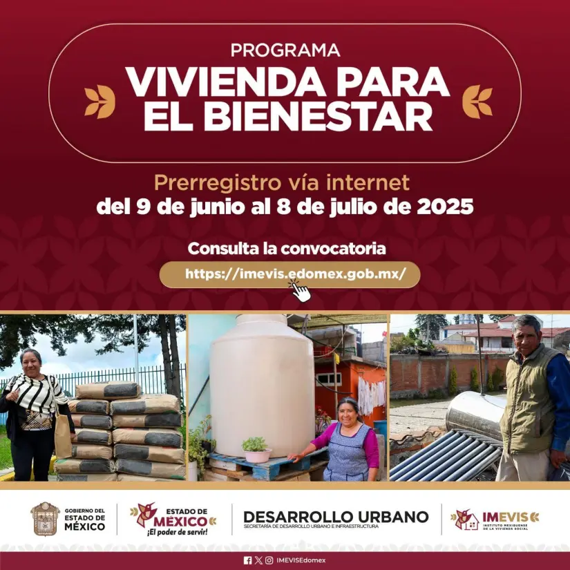 Convocatoria de Vivienda para el Bienestar en el Estado de México Convocatoria de Vivienda para el Bienestar en el Estado de México. Foto: Cortesía