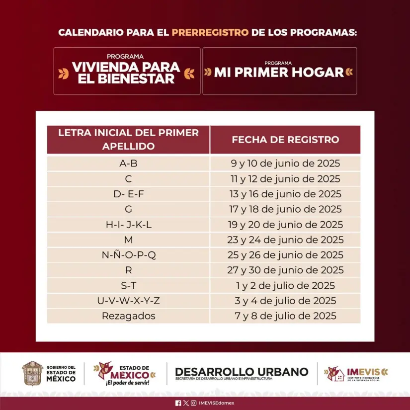 Fechas para el pregistro de Vivienda para el Bienestar. Foto: Cortesía