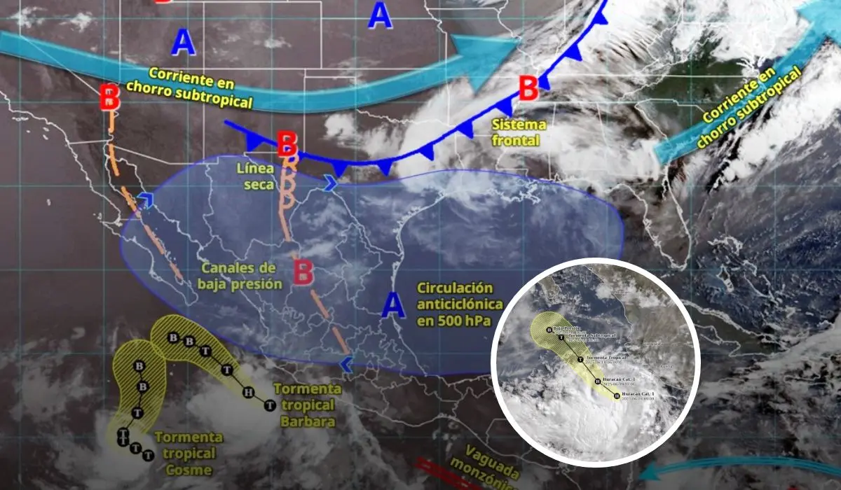 Para los siguiente días Cosme y Barbará traerá fuertes vientos y temperaturas altas en Baja California Sur Foto: CONAGUA