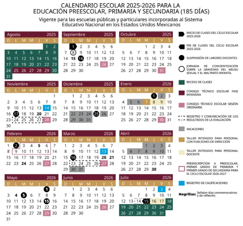 Calendario escolar de la SEP del ciclo 2025-2025. Foto: cortesía Calendario escolar de la SEP del ciclo 2025-2025. Foto: cortesía.