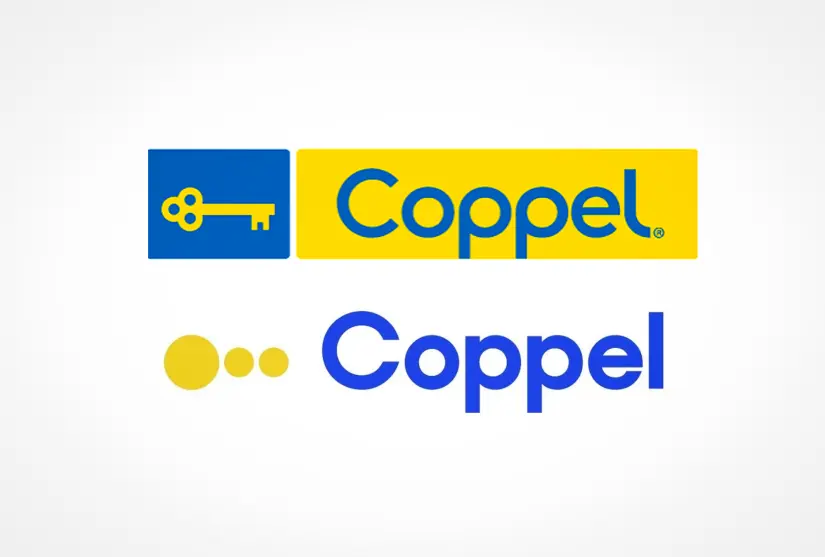 Coppel se renueva estrenando logo minimalista Comparación de logos. Foto: Coppel
