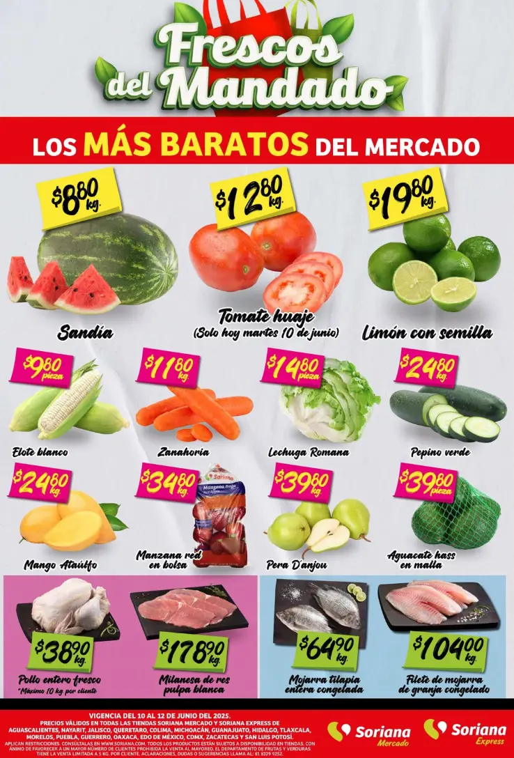 Aprovecha las ofertas en frutas y verduras del Folleto Los Frescos del Mandado de Soriana Mercado y Express. Foto: cortesía Aprovecha las ofertas en frutas y verduras del Folleto Los Frescos del Mandado de Soriana Mercado y Express. Foto: cortesía.