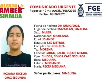 Alerta Amber en Mazatlán por la desaparición de la menor Roxana Jocelyn 