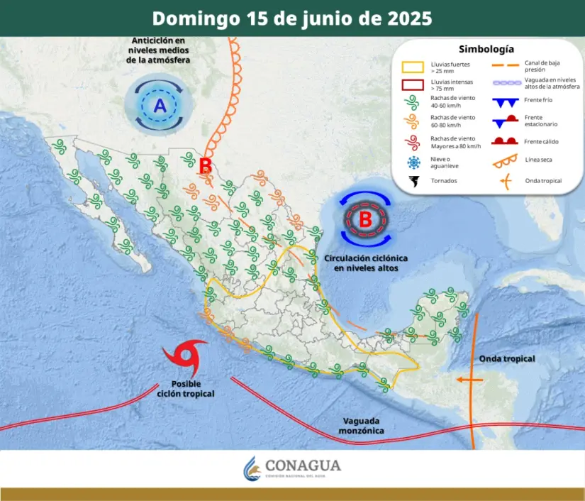 ¿Cómo estará el clima en México el Día del Padre 2025? México espera altas temperaturas y lluvias durante el Día del Padre. Imagen: Conagua