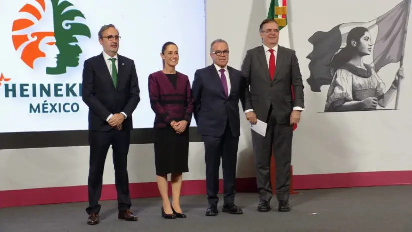 Heineken anuncia inversión 2 mil 750 millones de dólares en México y nueva planta en Yucatán Heineken México realizó su anuncio durante la conferencia matutina de Sheinbaum. Foto: Presidencia
