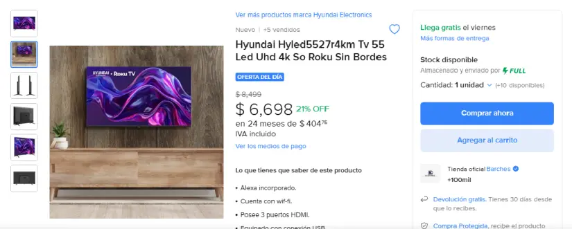 Sorprende a papá en el Día del Padre con esta Smart TV con descuento del 20% Página de la tienda. Foto: Captura de pantalla
