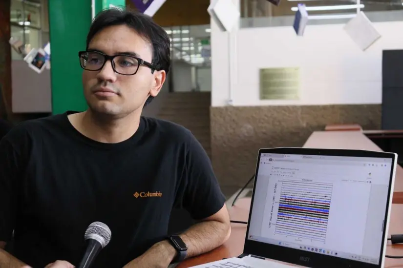 Estudiante de la licenciatura en Ingeniera Geodesia y colaborador del Proyecto Raspberry Shake 4D. Foto: Cortesía. Estudiante de la licenciatura en Ingeniera Geodesia y colaborador del Proyecto Raspberry Shake 4D. Foto: Cortesía.