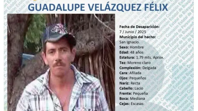 Guadalupe Velázquez fue visto por última vez el pasado sábado 7 de junio.