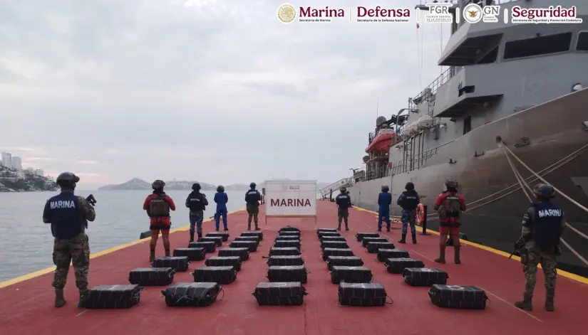 Marina asegura más de una tonelada de cocaína en Guerrero Material asegurado. Foto: Marina