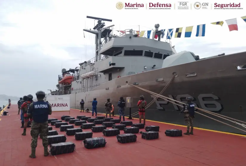 Marina asegura más de una tonelada de cocaína en Guerrero Material asegurado. Foto: Marina