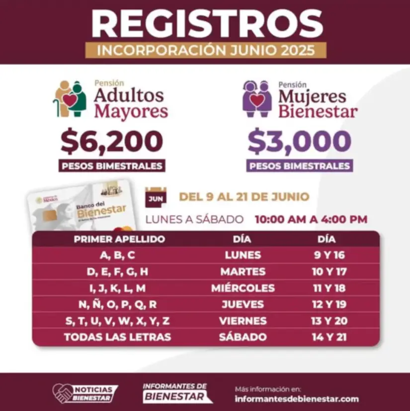 Calendario de registro de junio de 2025. Foto: cortesía Calendario de registro de junio de 2025. Foto: cortesía.